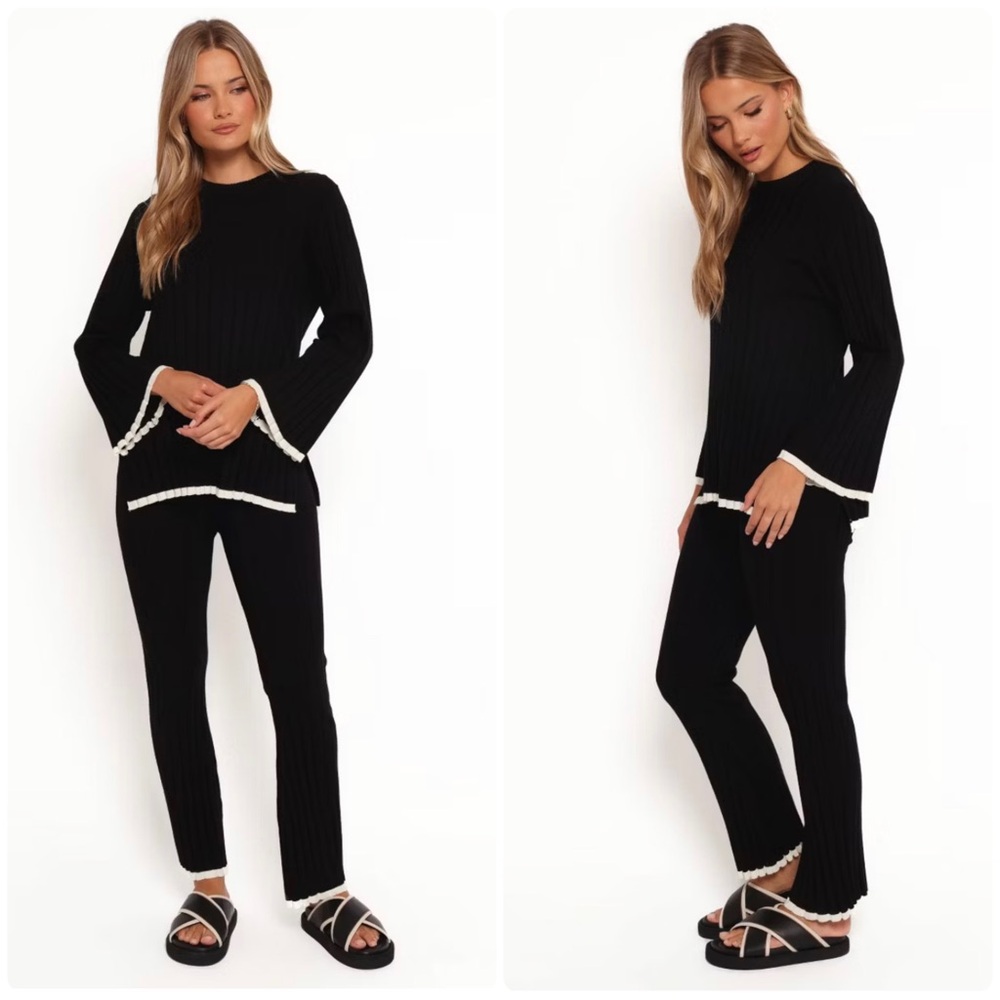 Petal and Pup Ribbed Sweater Lounge Set